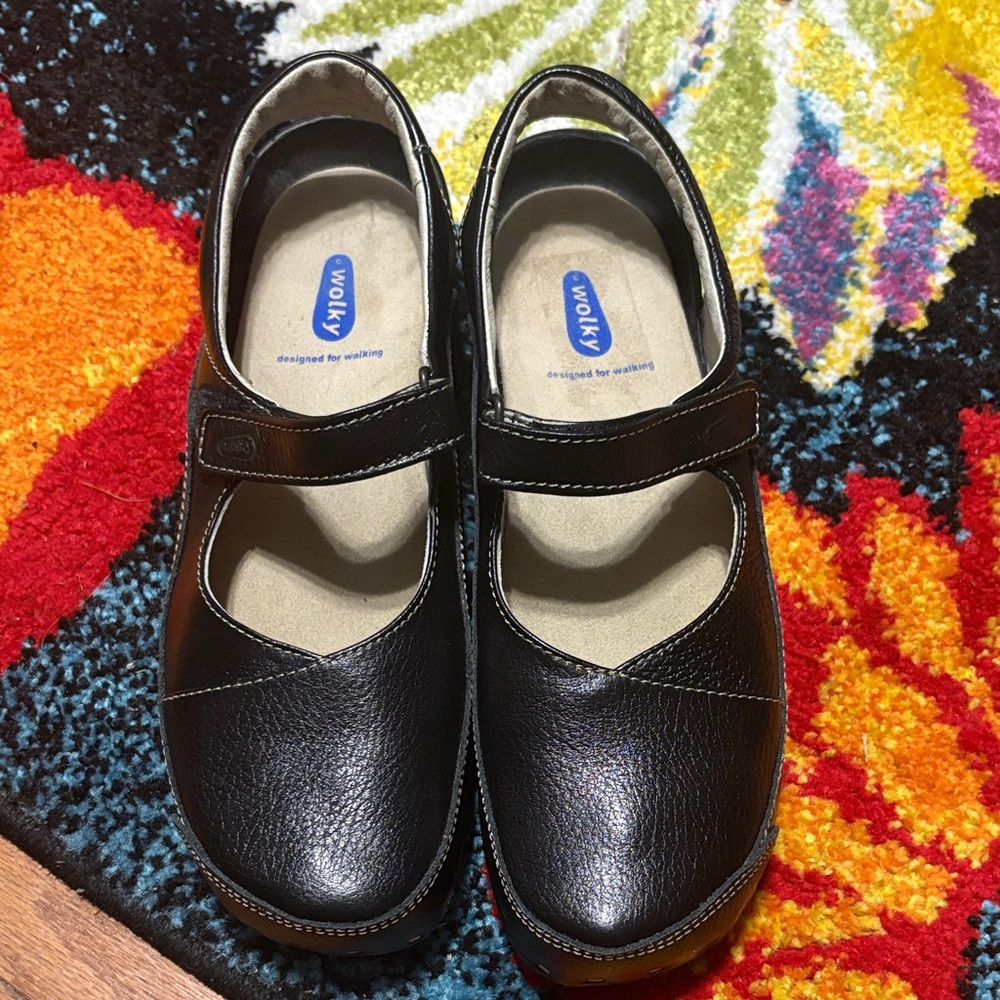 Wolky Women's Black Lycra/Smooth Leather Strap Cloggy time Sz 43